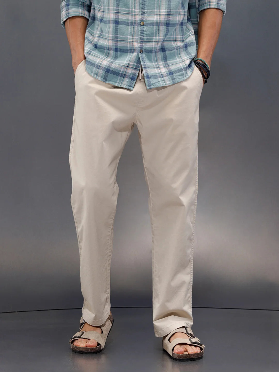Peached Cotton Straight Fit Trouser | Beige