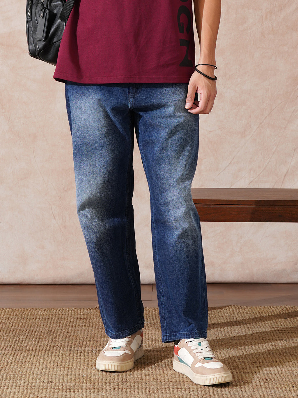 Casual Heavy Fade Loose Fit Jeans | Blue