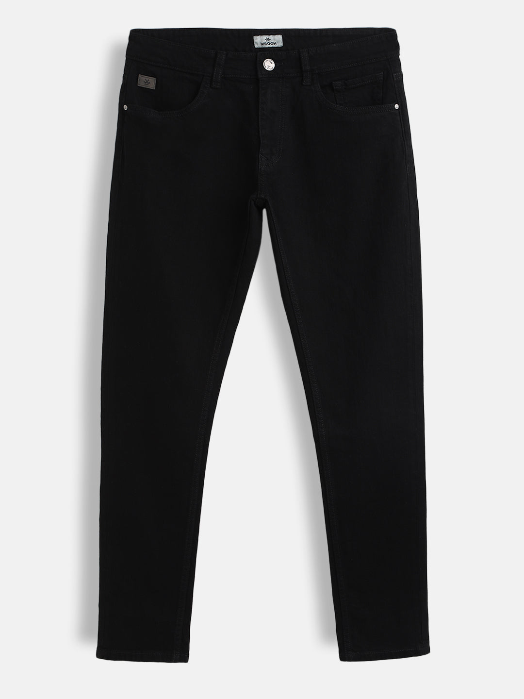 Casual Solid Slim Tapered Jeans | Black