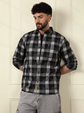 Premium Long Sleeve Checked Black Shirt