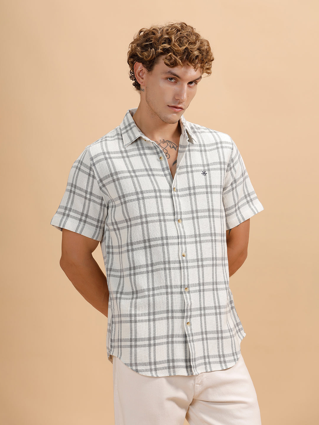 Textured Short Sleeve Shirt | Grey