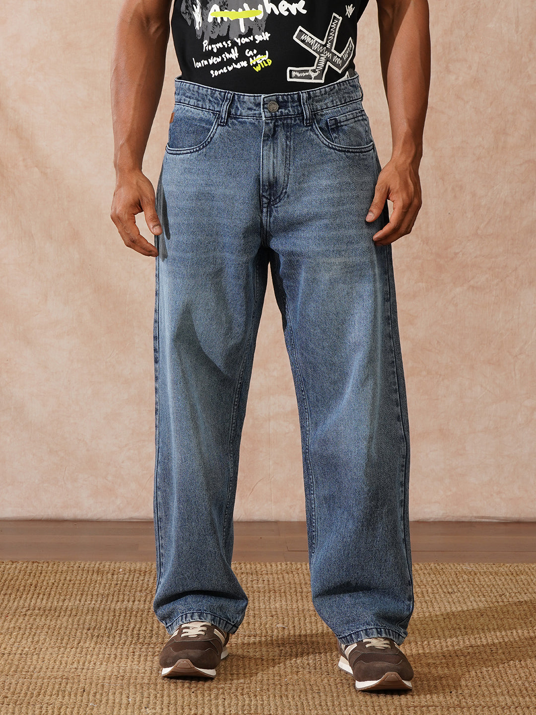 Faded Loose Fit Jeans | Blue