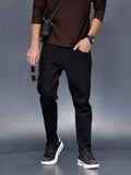 Men’s solid skinny-fit black jeans | Black