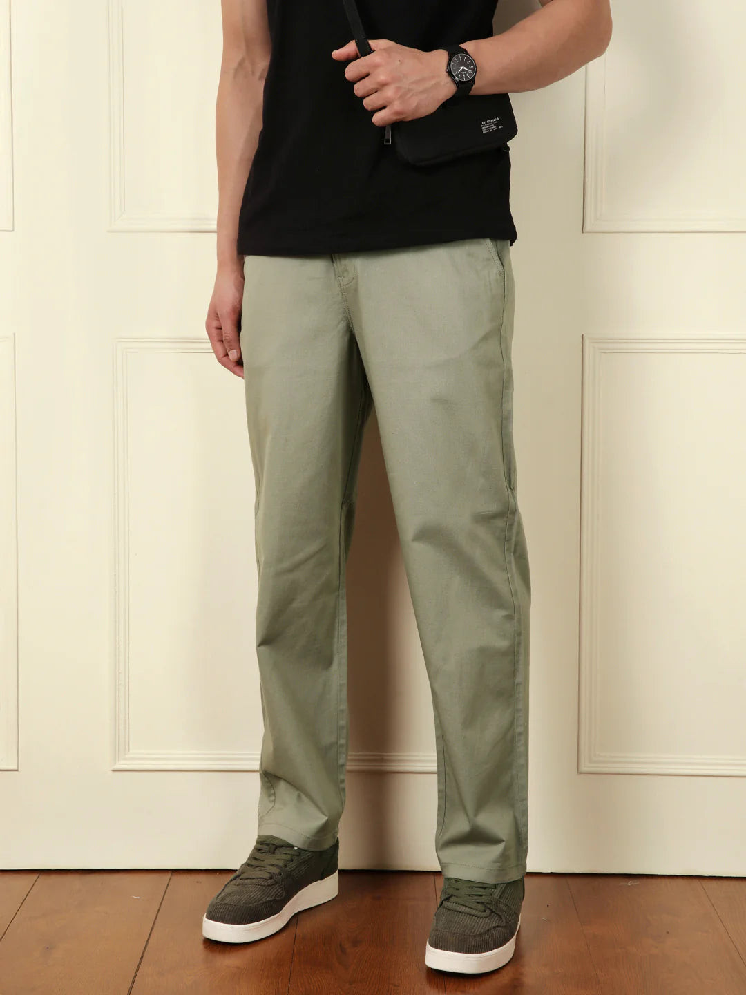 Loose Fit Linen Blend Trouser | Green