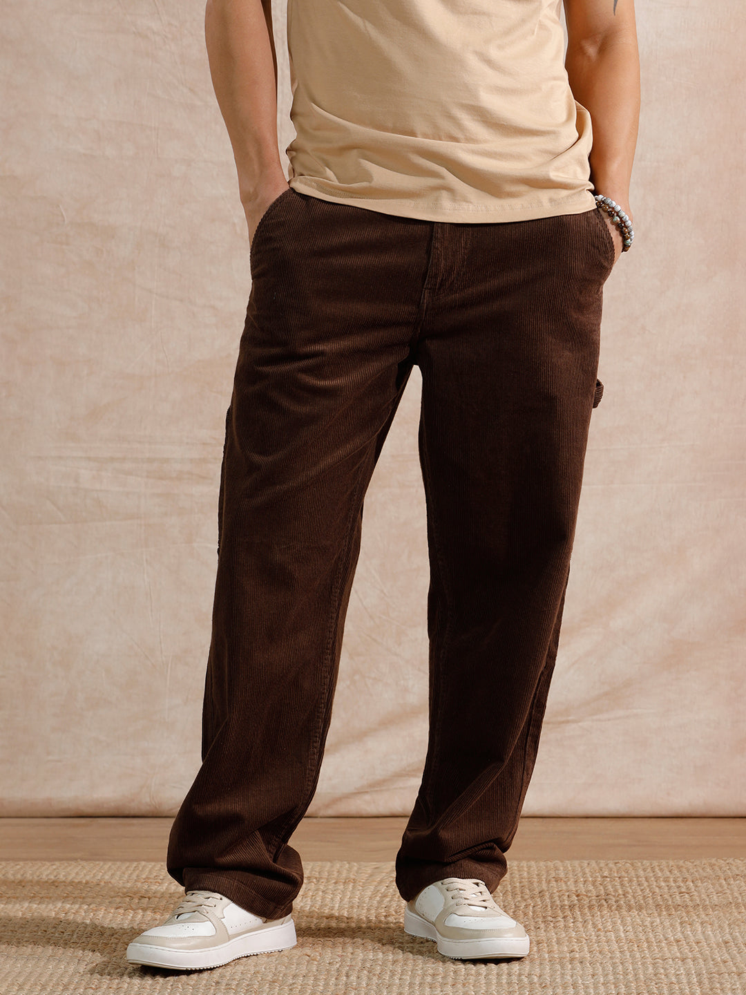 Corduroy Carpenter Loose Fit Trouser | Dark Brown