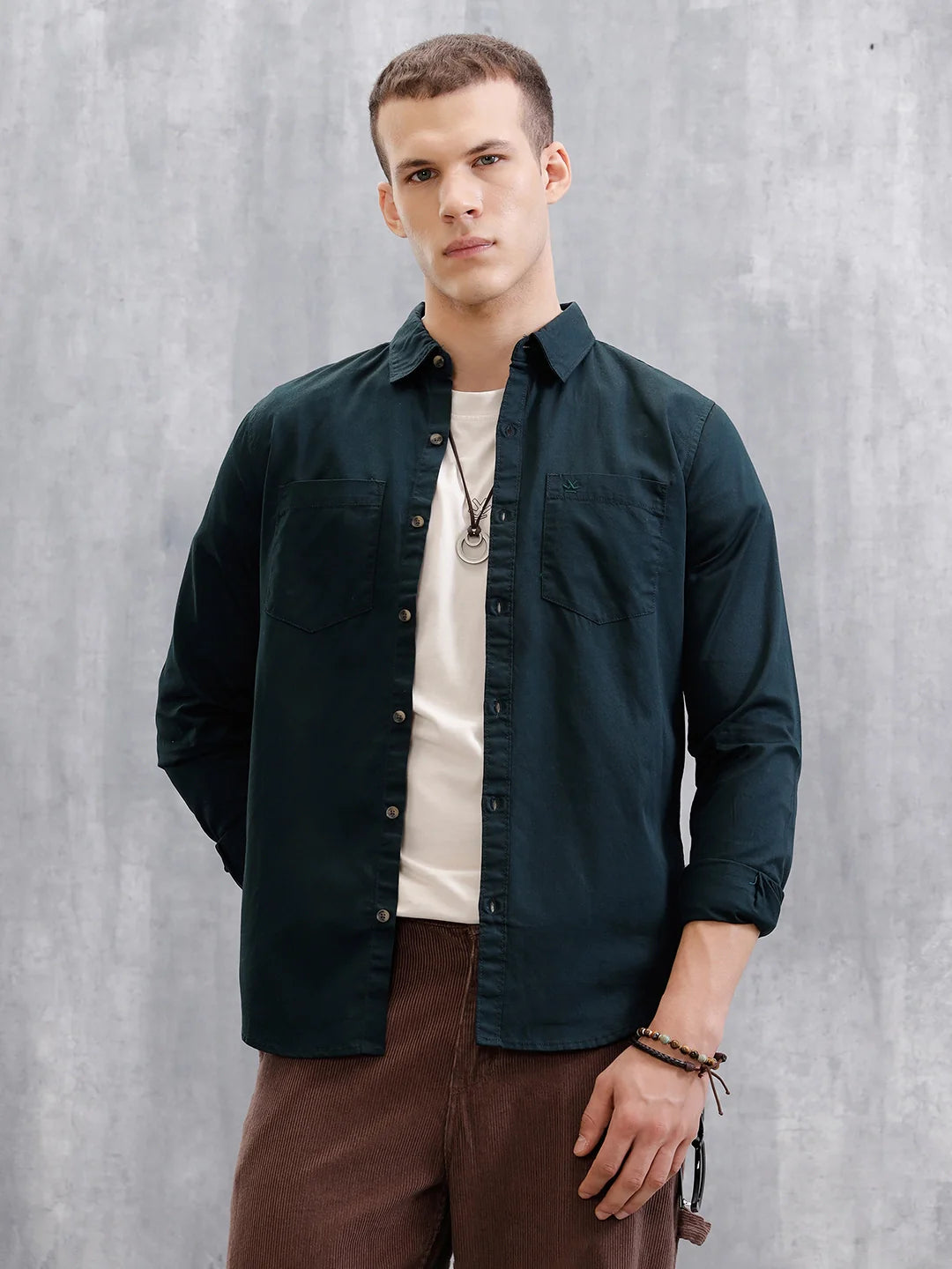 Double Pocket Regular Fit Shirt | Dark Blue