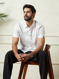 Textured Cotton Slim Fit Shirt | White