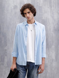 Cotton Dobby Slim Fit Shirt | Light Blue