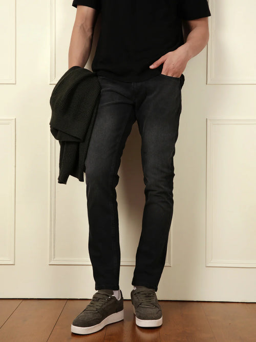 Casual Heavy Fade Slim Fit Jeans | Black