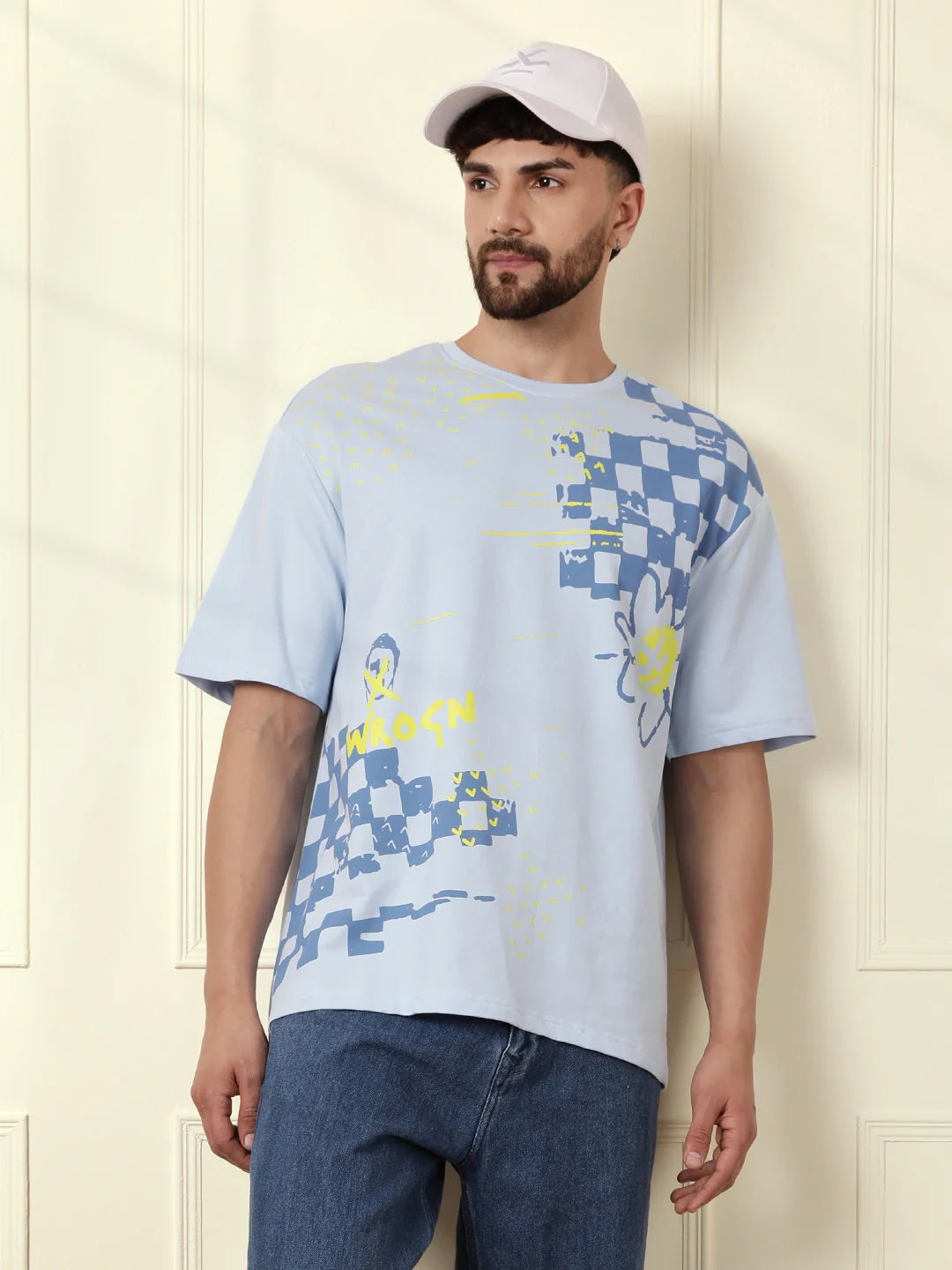 Heavy GSM Placement Print T-Shirt | Blue