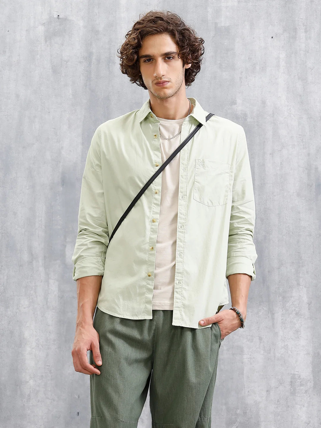 Solid Regular Fit Shirt | Light Green