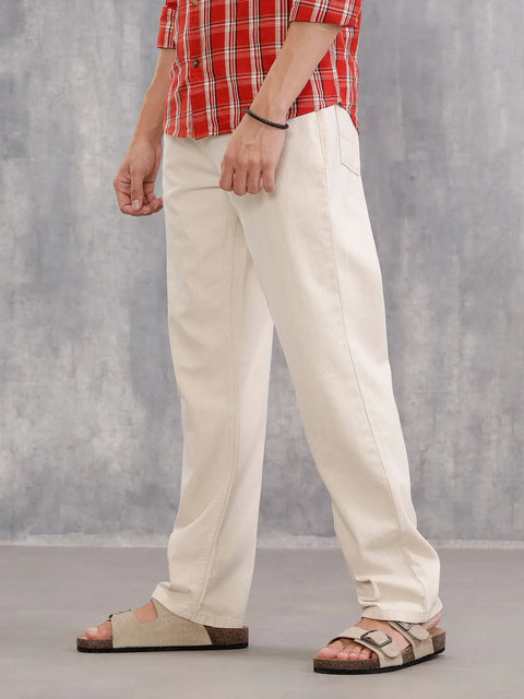 100% Cotton Anti Fit Jeans I Ecru|