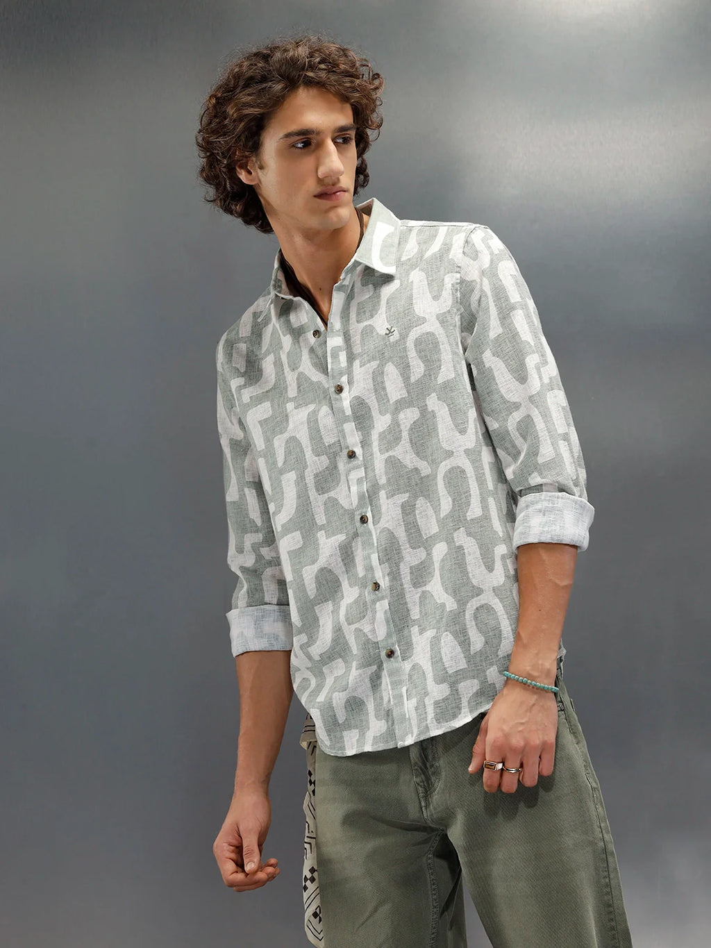 Abstract Aop Printed Regular Fit Shirt | Green
