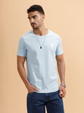 Placement Print Regular Fit T-Shirt | Light Blue