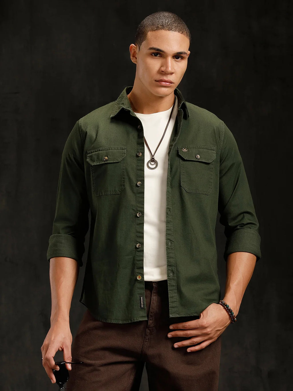 Double Pocket Overdyed Shirt | Olive