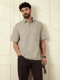 Popover Oversized Fit Shirt | Brown