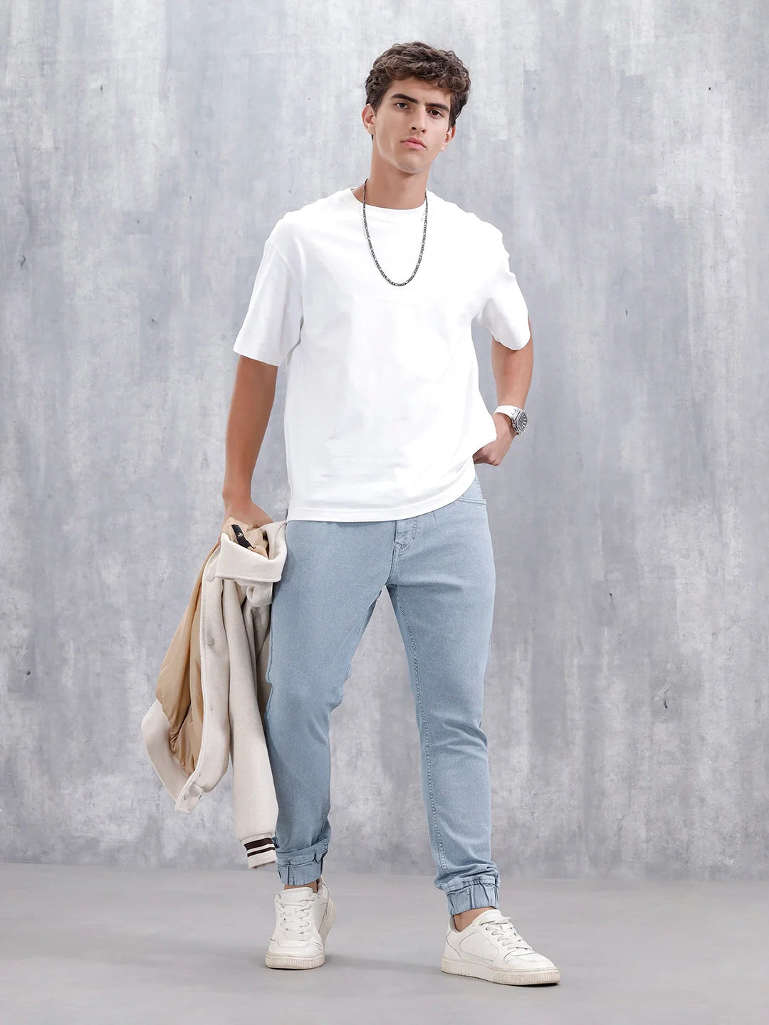 Men'S Casual Jogger Fit Jeans  | Light Blue