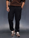Men's casual Knitted jogger with cargo pockets | Black