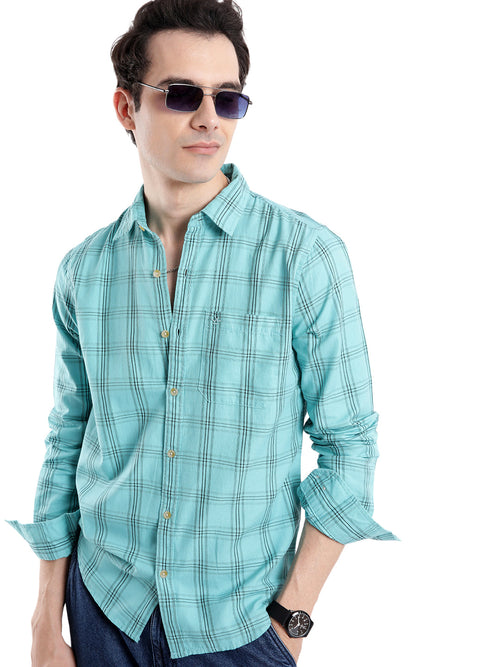 Blue Delight Casual Checked Shirt