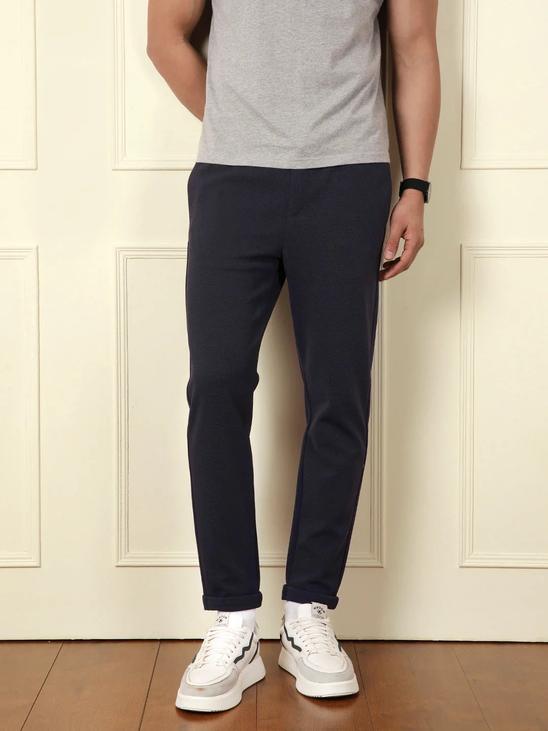 Soft Cotton Blend Knit Trouser | Navy Blue