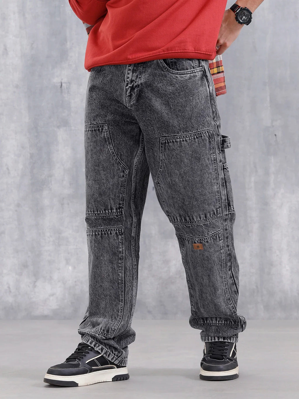 Men's Loose Fit Carpenter Cargo Jeans | Grey