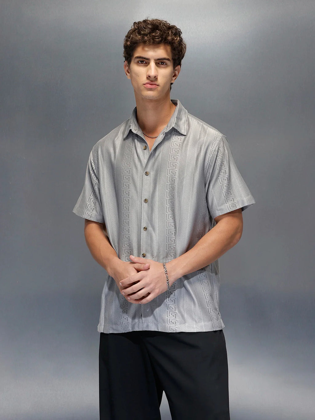 Men's Casual Regular Fit Half Sleeve Shirt  |  Grey
