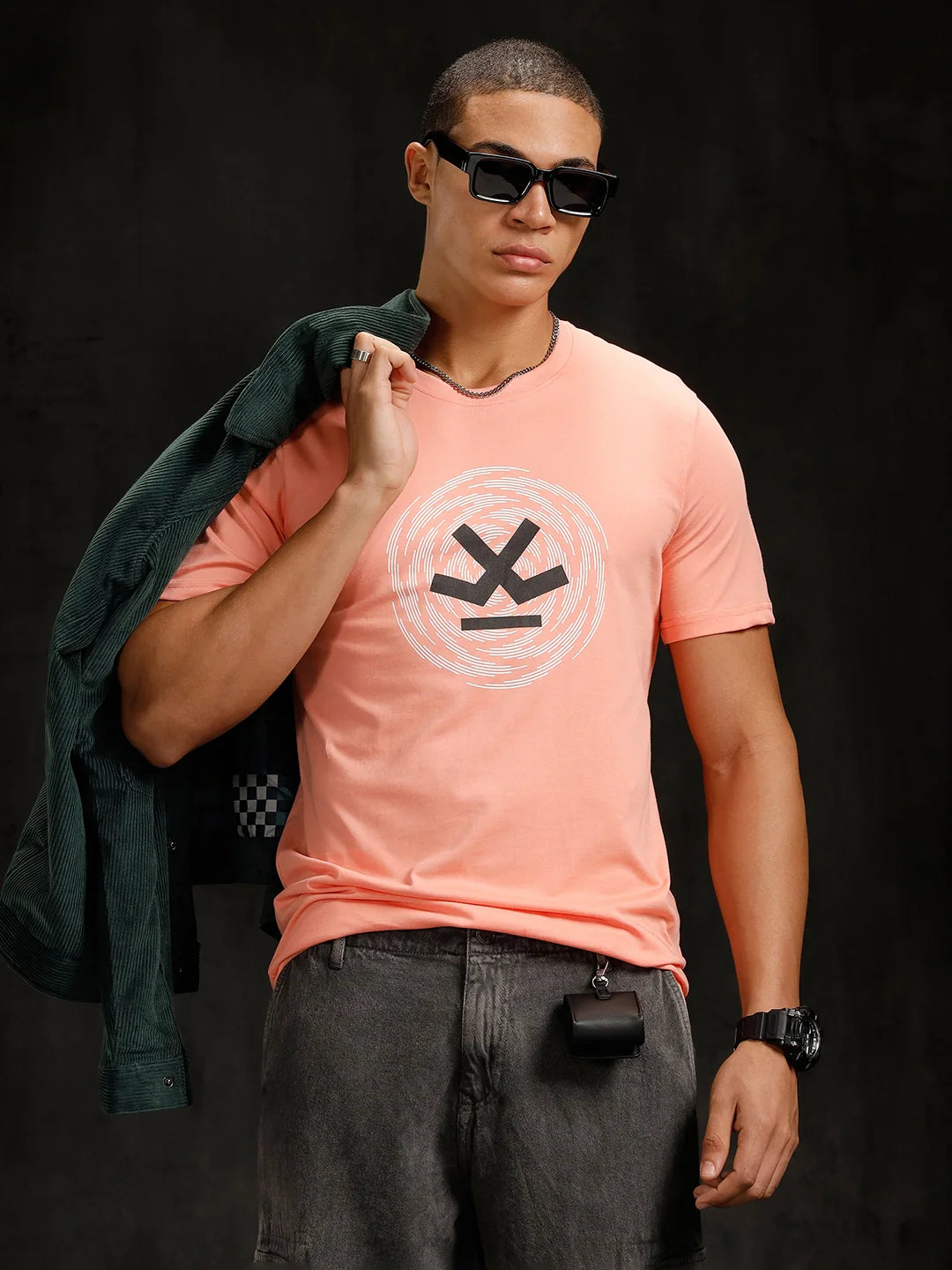 Logo Placement Printed T-Shirt | Pink