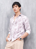 Abstract Aop Printed Oversized Fit Casual Shirt | Purple