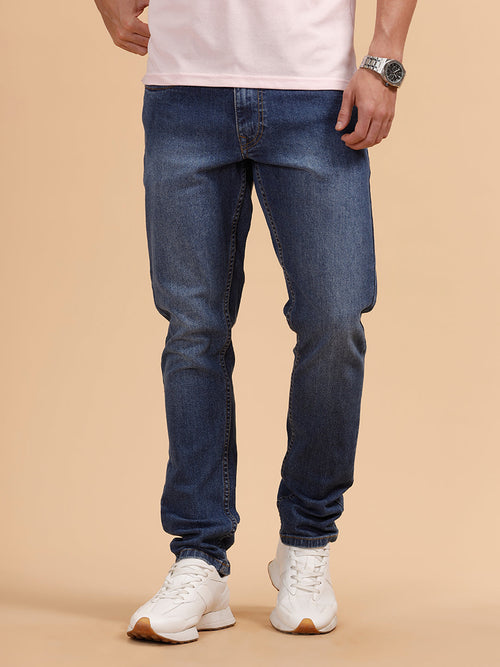 Casual Heavy Fade Slim Fit Jeans | Blue