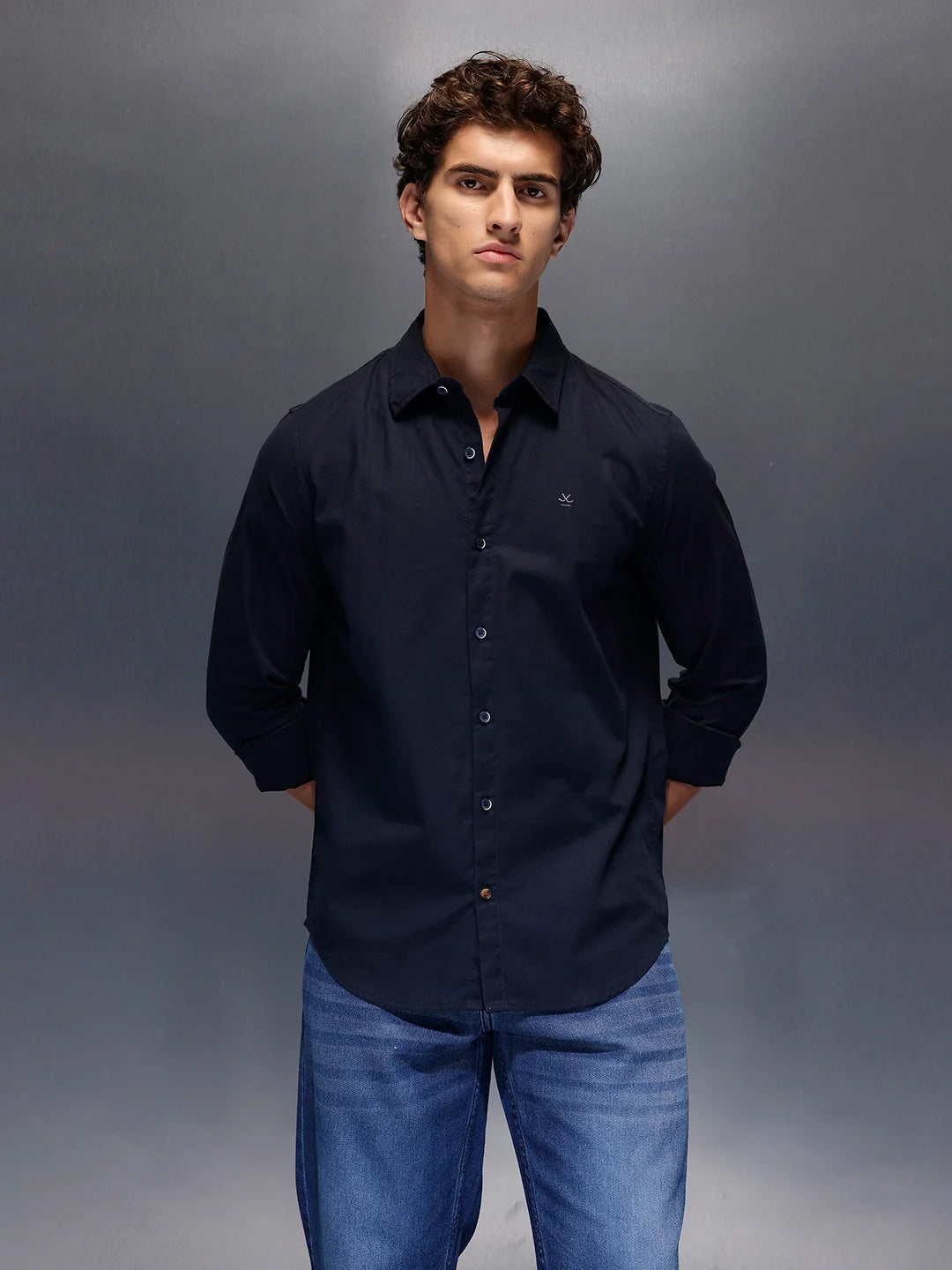 Men's Slim Fit Casual Shirt  |  Navy Blue