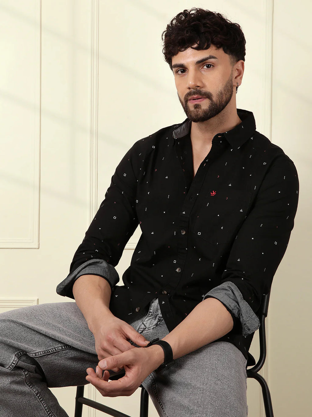 Dots & Dashes Black AOP Shirt