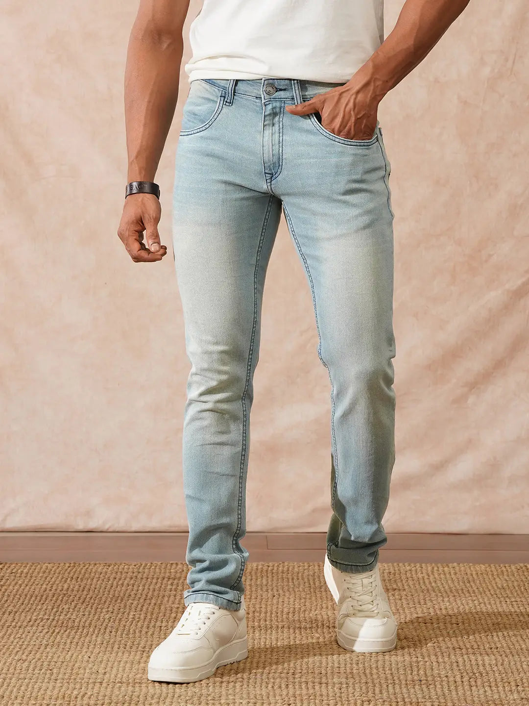 Heavy Fade Slim Tapered Jeans | Light Blue