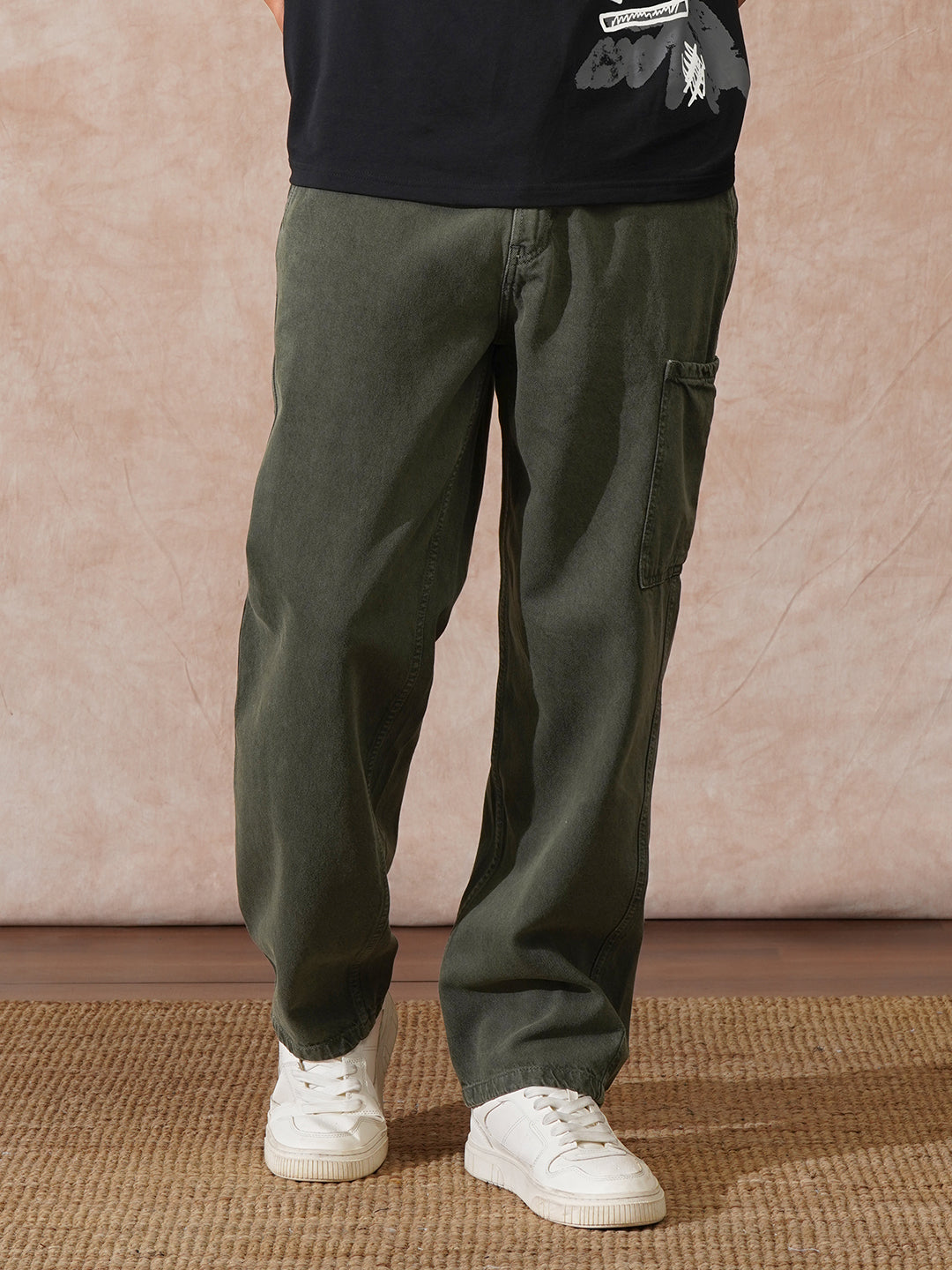 Solid Loose Fit Trouser | Olive