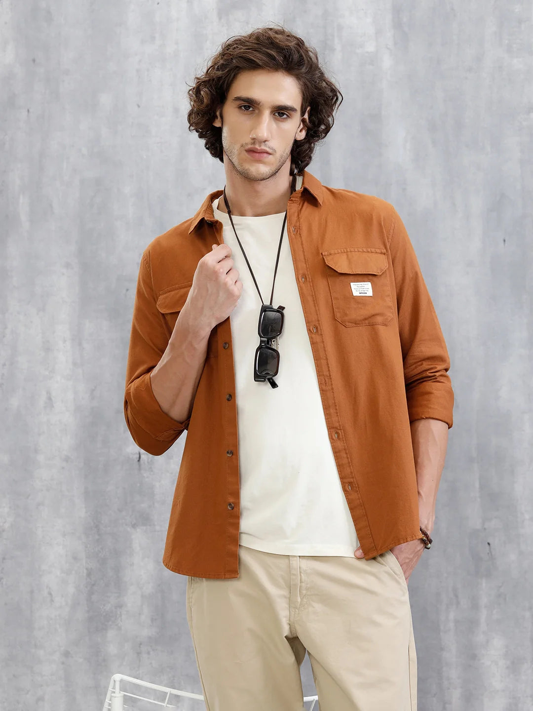Double Pocket Overdyed Shirt | Brown