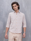 Men’s Slim Fit Checkered Pattern Shirt | Maroon