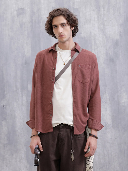 Textured Regular Fit Shirt | Pink