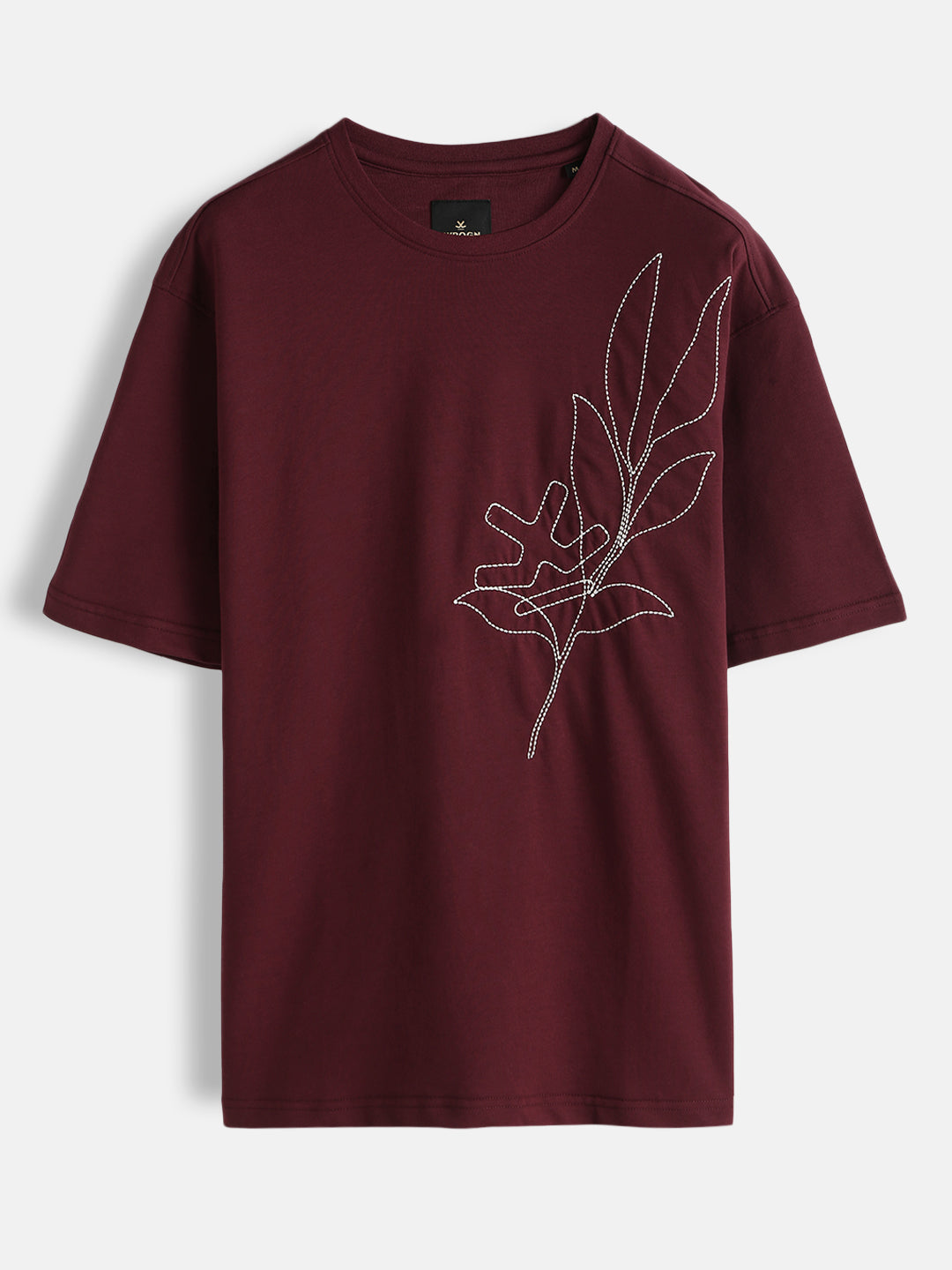 Embroidered Oversized T-Shirt | Maroon