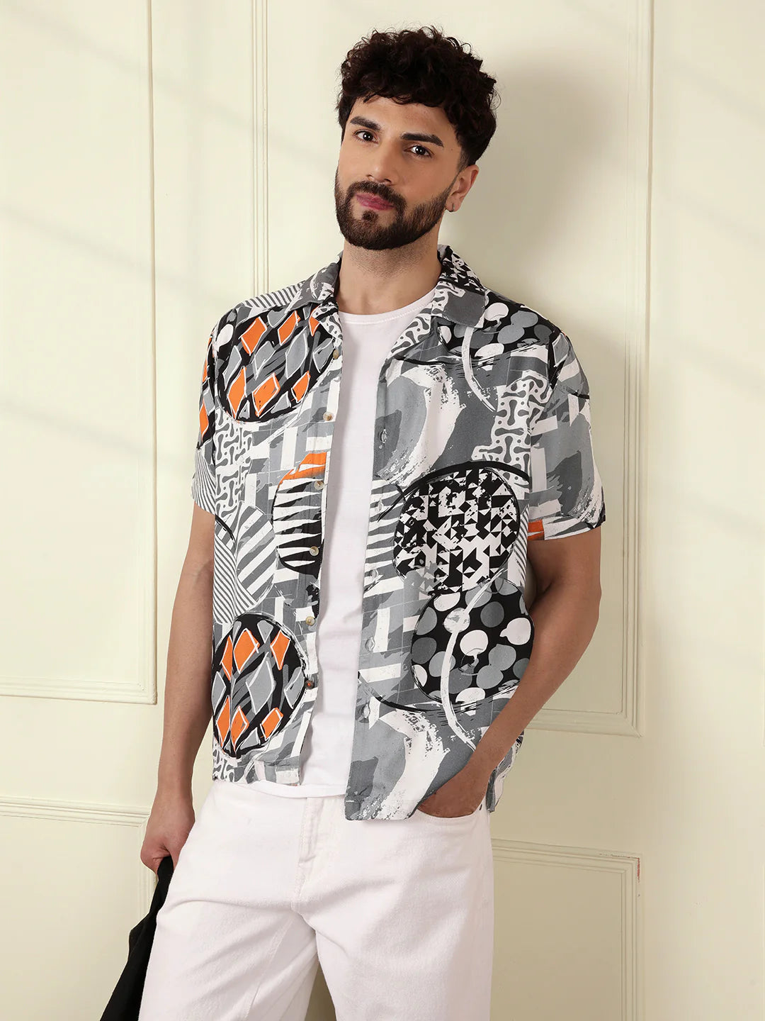 AOP Fluid Viscose Shirt | Grey