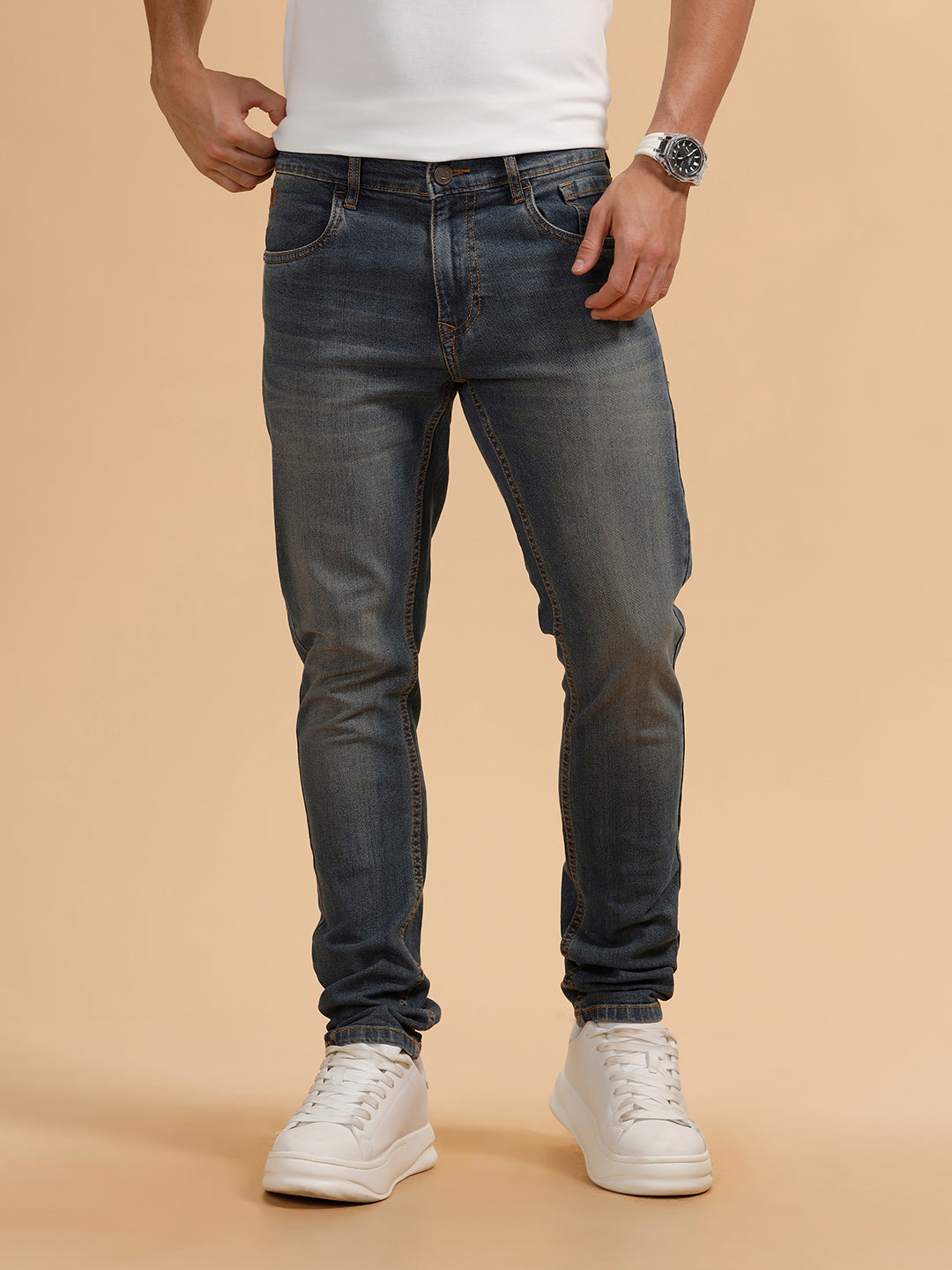Casual Heavy Fade Slim Fit Jeans | Blue