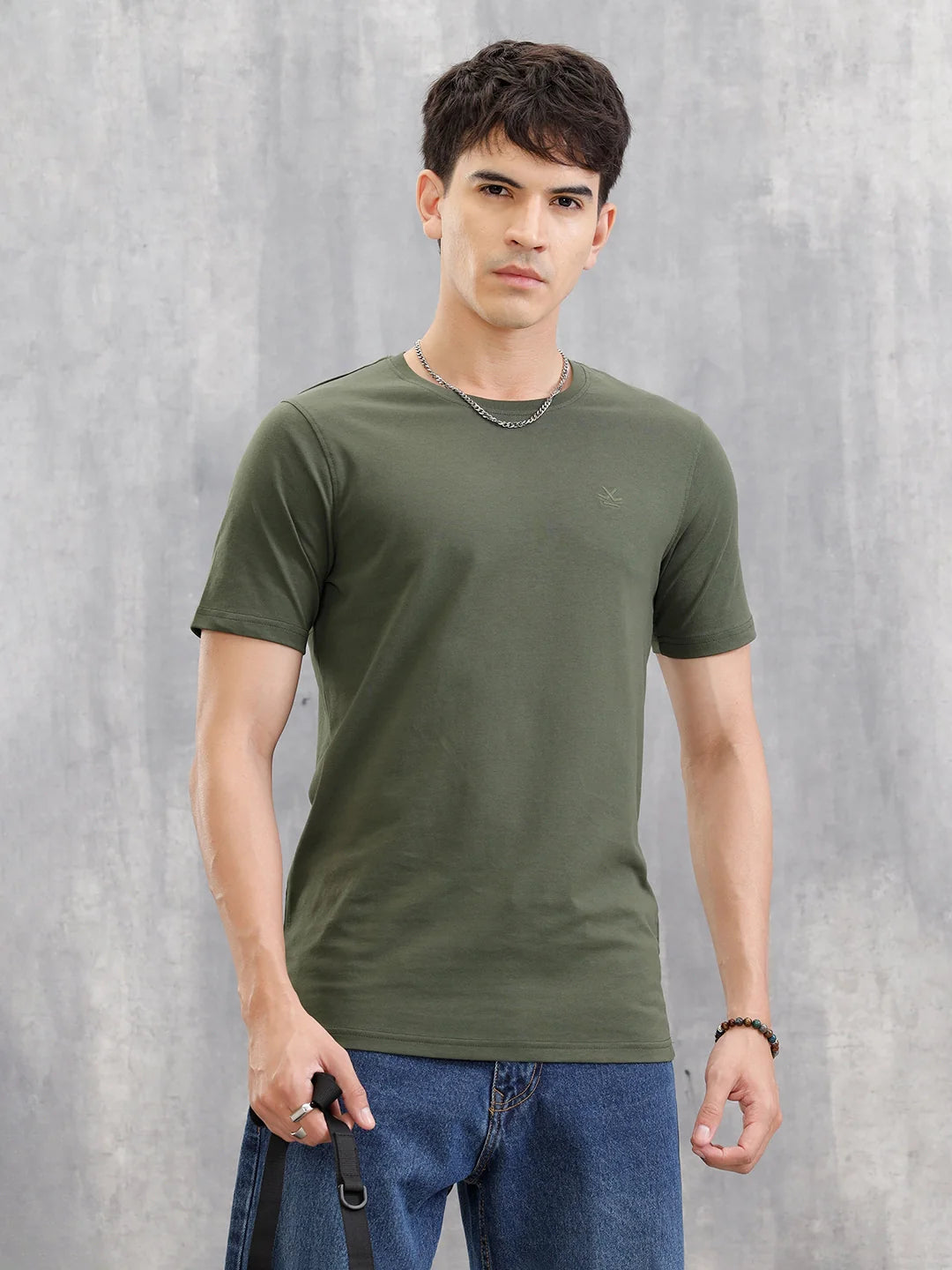 Solid Slim Fit T-Shirt | Olive