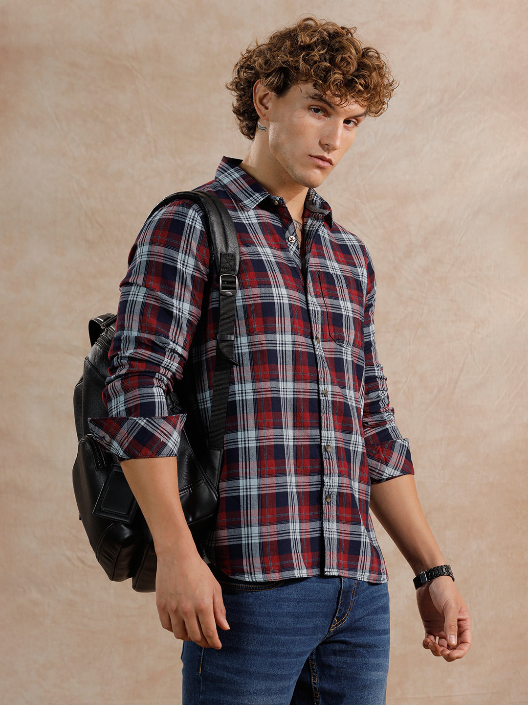 Twill Checked Regular Fit Shirt | Blue
