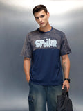Washed Graphic Printed Oversized Fit T-Shirt | Blue