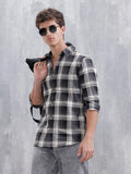 Mocklino Open Dobby Slim Fit Check Shirt | Grey