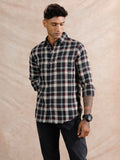 Checked Dobby Regular Fit Shirt  | Navy Blue