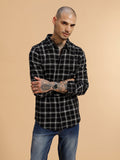 Checked Slub Texture Shirt | Black