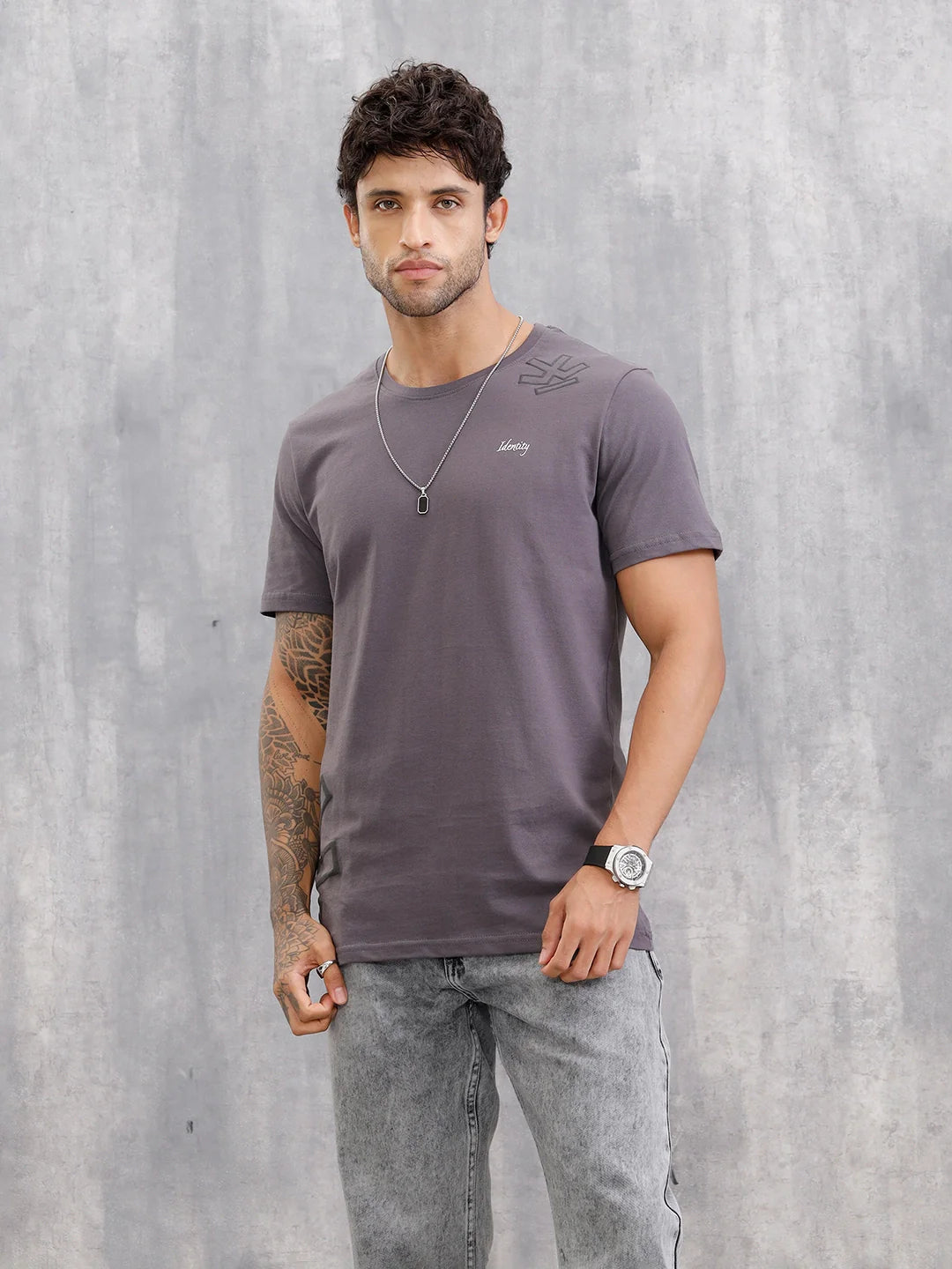 Puff Printed Regular Fit T-shirt | Dark Grey