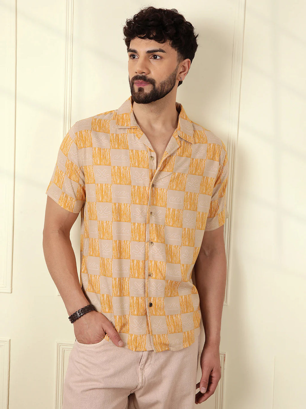 AOP Fluid Viscose Shirt | Yellow