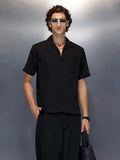 Men’s black casual camp collar shirt | Black