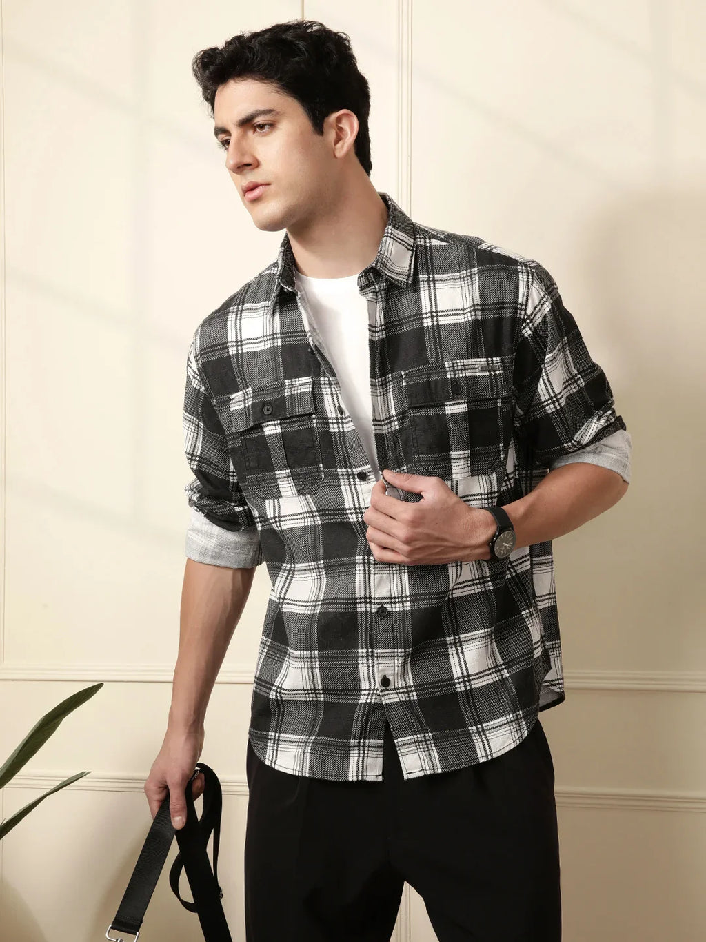 Black & White Checked Cotton Shirt