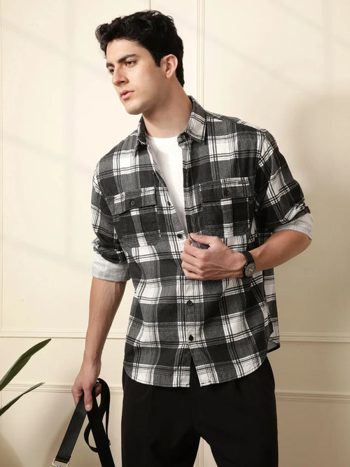 Black & White Checked Cotton Shirt